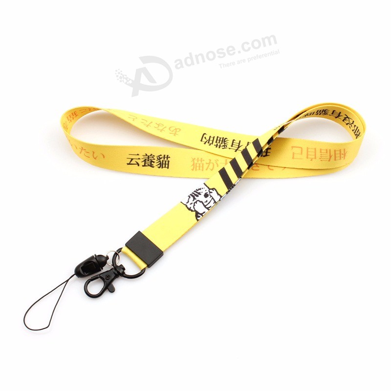 Hersteller billig Nylon-Material Gelbe Lanyard Personalisierte Badge Holder