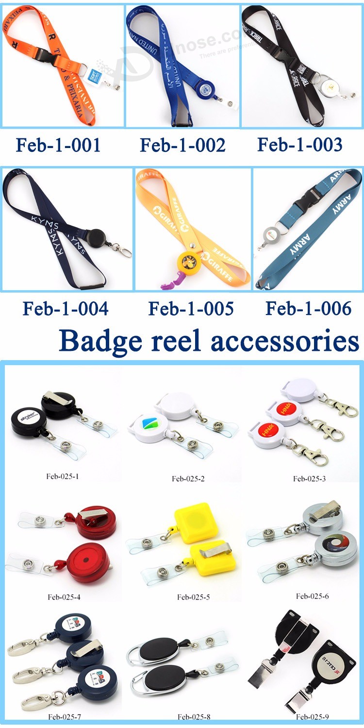 Cheap Custom High Quality Sublimation Polyester Neck Lanyard with Round Plastic Retractable Badge Reel Holder