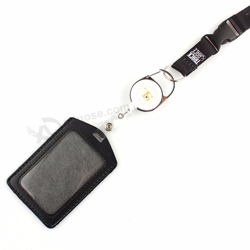Cheap Custom High Quality Sublimation Polyester Neck Lanyard with Round Plastic Retractable Badge Reel Holder