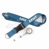 goedkope custom hoge kwaliteit sublimatie polyester nek lanyard met ronde plastic intrekbare badge reel houder