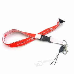 black and red polyester woven jacquard neck lanyard with logo custom