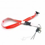 zwart en rood polyester geweven jacquard nek lanyard met logo op maat