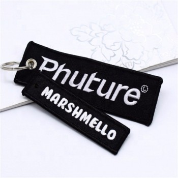 étiquette tissée double face impression personnalisé vol mode multicolore porte-clés