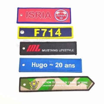 Insert tissé personnalisé avant le pilote de tissu brodé porte-clés