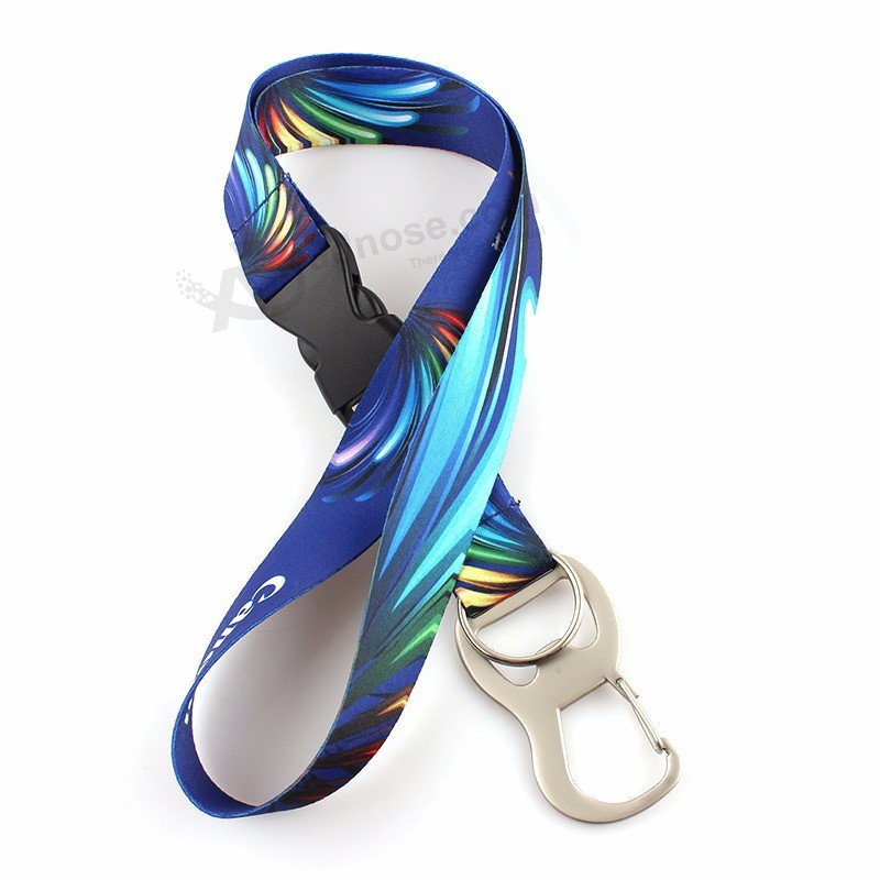 Factory wholesale High quality Custom polyester Water bottle Opener Lanyard