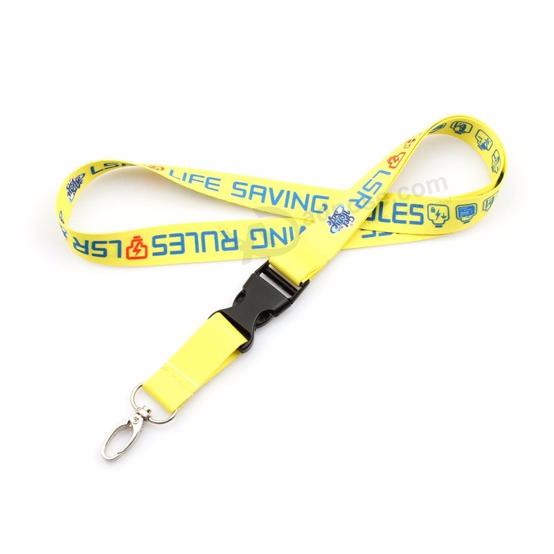 Factory custom Cheap sublimation Printing polyester Lanyard with Breakaway Buckle