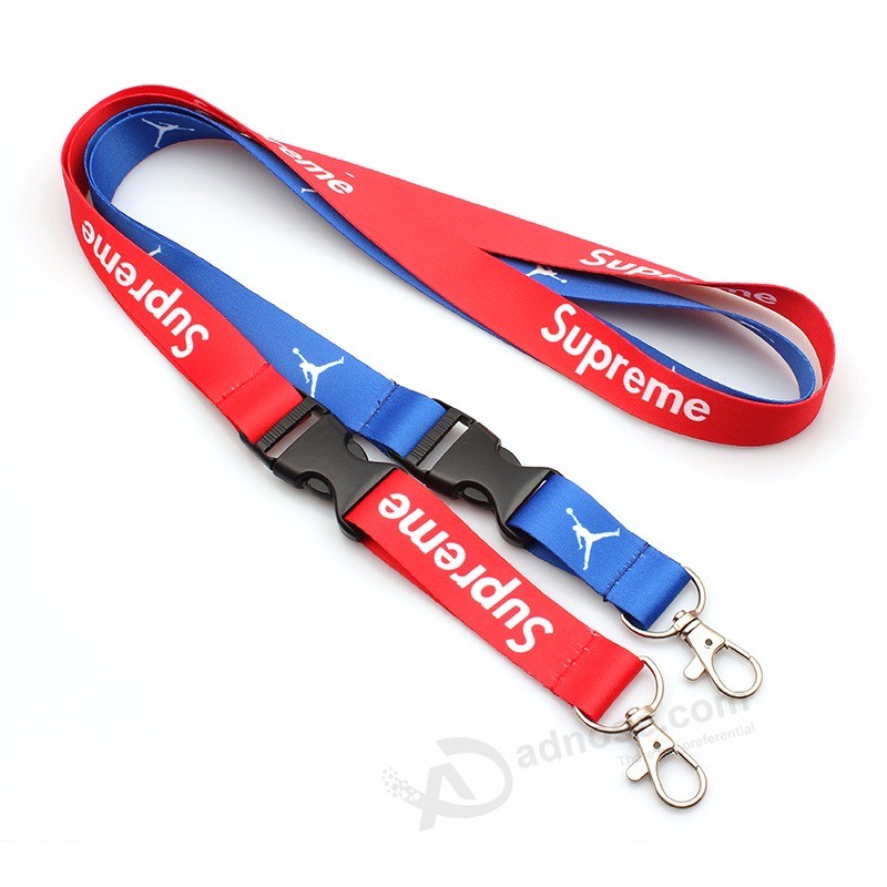 Sublimation polyester Supreme lanyard with metal Hook