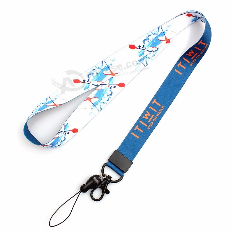 Gepersonaliseerde warmteoverdracht afdrukken Lanyard sleutelhanger met haak