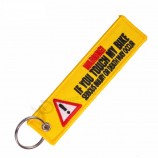 Double side woven embroidery key tag for air plane