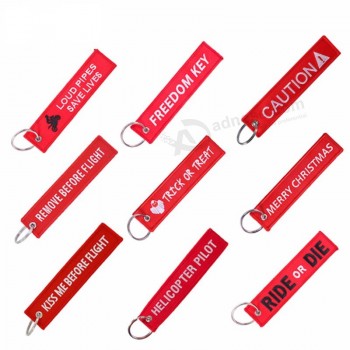 Porte-clés de broderie de porte-clés de voiture de moto rouge personnalisée