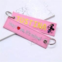 주문 직물 열쇠 꼬리표 keychain 유행 주문 길쌈 된 열쇠 고리 직물
