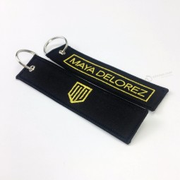 Factory direct supply custom embroidered keychain fabric key tag