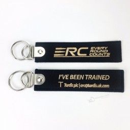 Custom embroidery keychain fabric key tag woven key chain