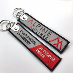 수를 놓은 keychain 짐 꼬리표 직물 자수 열쇠 고리