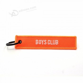 Manufacture Custom Polyester Fabric Keychain Type Embroidered Key Chain