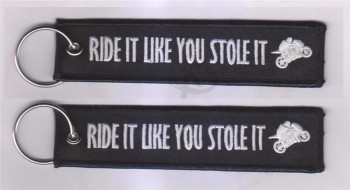あなたがそれを盗んだように乗ります！スポーツバイクキーホルダー刺繍バイクキータグ