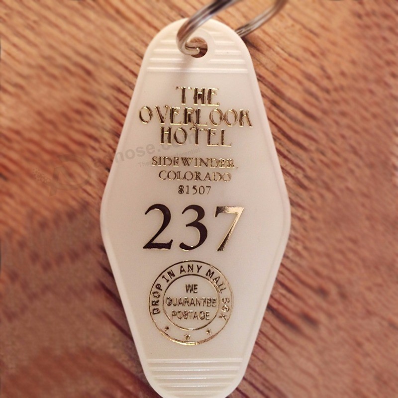 White Gold 'gothic style' THE SHINING inspired Overlook Hotel Keytag Ships 1418