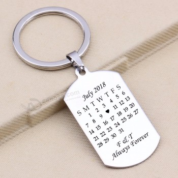 Toujours pour toujours personnalisé Nom et Date Calendrier Porte-clés Gravé Coeur Marque Voiture Porte-clés Pour Famille Couples Amoureux Porte-clés Cadeaux