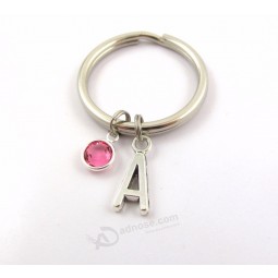 个性AZ 26首字母缩写钥匙扣创意车包诞生石钥匙圈钥匙扣女式男士生日礼物钥匙扣