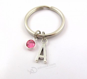 Personality A-Z 26 Initials Letters Keychain Creative Car Bag Birthstone Key Ring Key Chain for Women Men Birthday Gift Keychain
