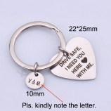 Forever Love Drive Safe I Need You Here With Me Customizable Initial Name Letter Heart Keychain Gifts For Couples Lovers Boy