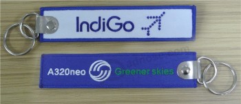 Indigo Airbus Greener Skies Embroidery Customized OEM Fabric Keychains