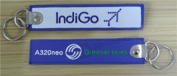 indigo airbus más verde cielo bordado personalizado OEM llaveros de tela