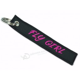 Fly Girl Fabric Embroidered Key Chain Female Pilot Aviation Key Tag