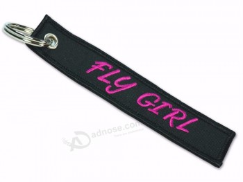 Fly Girl Fabric Embroidered Key Chain Female Pilot Aviation Key Tag