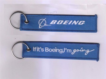 Боинг, я еду, логотип Боинга Цепочка для ключей Кольцо для машины Небесно-голубой брелок для ключей Вышивка к
