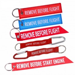 Remove Before Flight Key Chain Red Keychain Woven Letter Keyring tag