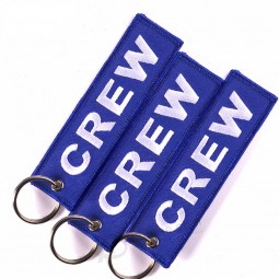 Blue Crew Keychain for Motorcycle Keychains llaveros Luggage Tag Embroidery Crew Key Chain Wholesale