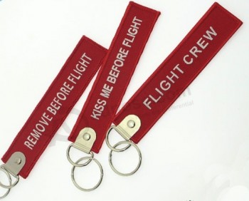 Brand Name Promotional Travel Souvenir Woven Logo Fabric Keychains