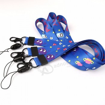 Coloré Mignon Dessin Animé Design Ruban Satin Personnalisé Téléphone Portable Tour de Cou Longes En Sublimation Imprimer Jeu Logo