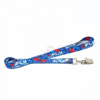 Promotionnel Custom Design Cheap Printed Polyester Metal Hooks Lanière pour clé