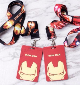 Cartoon Iron man  Lanyard Key Chains Card Holders Bank Card Neck Strap Card Bus ID Holders