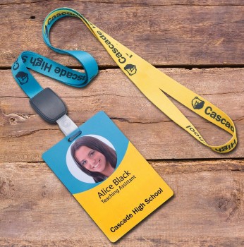 No Minimum PVC Name Card Neck Lanyards for ID Cards with special clip custom printed Lanyard