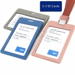 Business ID IC Card Holders for Office Staff, Eco-friendly Plastic Material Badge Holder with Original Colors Lanyard