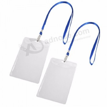 betaalbare verticale doorzichtige plastic ID-badge kaarthouder met draagriem om de nek