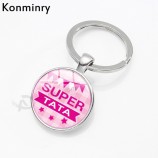 Süße Super Mami Tata Glaskuppel lange Schlüsselanhänger