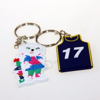 Porte-clés en caoutchouc 3D 2D en forme de dessin animé Matériau PVC souple