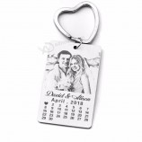 Personalized Calendar Keychain,Photo calendar key chain Hand Stamped Calendar,Engrave Photo Keychain,Picture Keyring,Custom Gift