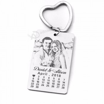 Porte-clés de calendrier personnalisé, porte-clés de calendrier photo, calendrier estampillé à la main, graver porte-clés photo, porte-clés photo, cadeau personnalisé