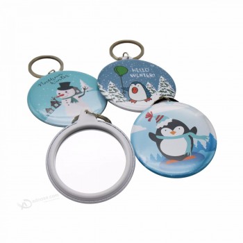 58mm en gros rond miroir porte-clés logo personnalisé