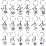 Liebe Herz Apfel Lineal ABC Buch Charms Schlüsselbund Lehrer Schlüsselanhänger Schmuck Lehrer Tag Geschenke für Lehrer Schlüsselanhänger Ringe Halter