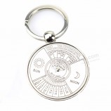 kundenspezifisches modernes design exquisite metall keychain angepasstes logo mit zeit sonnenuhr