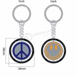 design livre sorriso rosto chaveiro de metal personalizado seu próprio logotipo