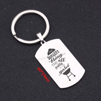 For Father's Day Keychain Gift Engraved My Burgers Bling The All Grills To The Yard Men Charm Stainless Steel Key Ring