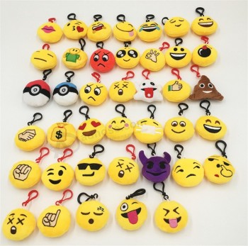 선전용 선물은 주문 대량 노란 견면 벨벳 emoji 열쇠 고리를 도매합니다
