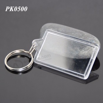 Vente en gros bon marché promotionnel rectangle en forme de blanc en plastique en vrac acrylique porte-clés